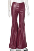 FLARED FAUX LEATHER PANTS