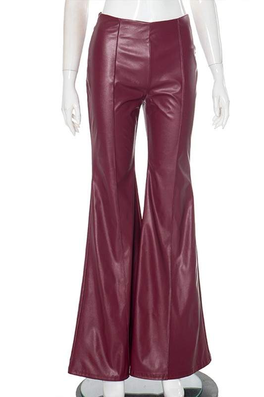 FLARED FAUX LEATHER PANTS