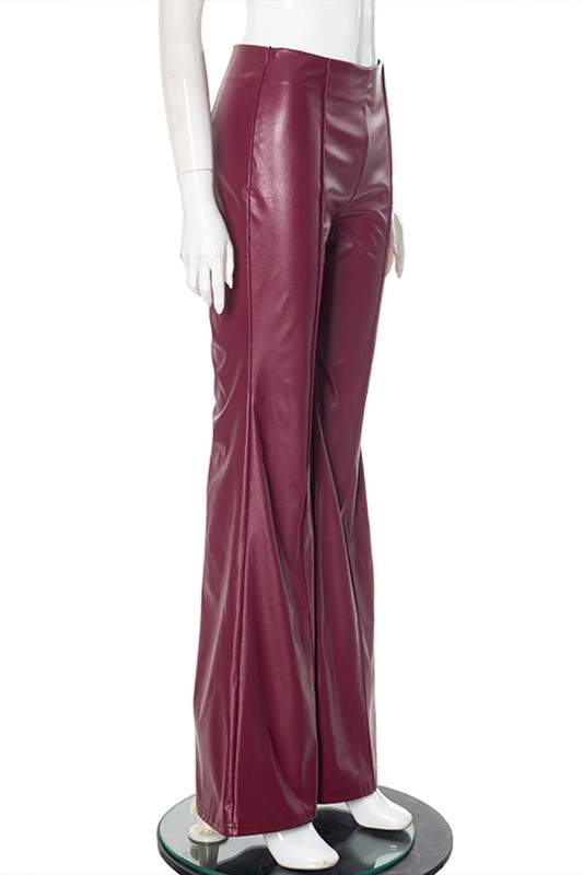 FLARED FAUX LEATHER PANTS