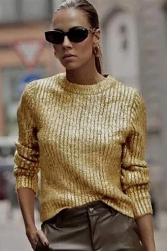 METALLIC PULLOVER SWEATER