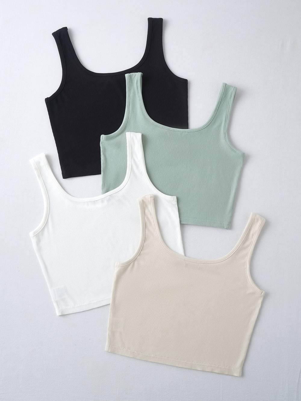 PLUS 4PCS RIB KNIT CROP TANK TOP