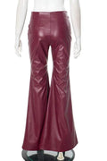 FLARED FAUX LEATHER PANTS