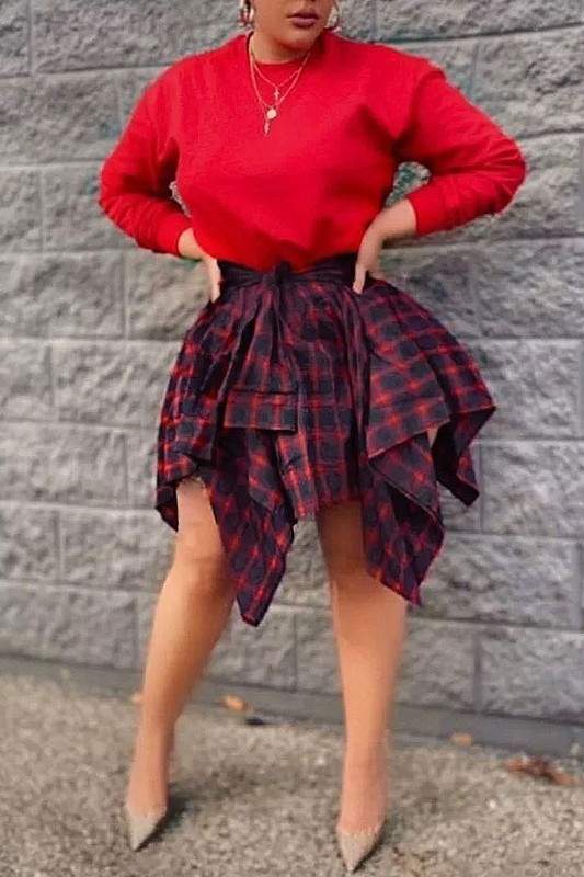 PLAID PLEATS SHORT SKIRT