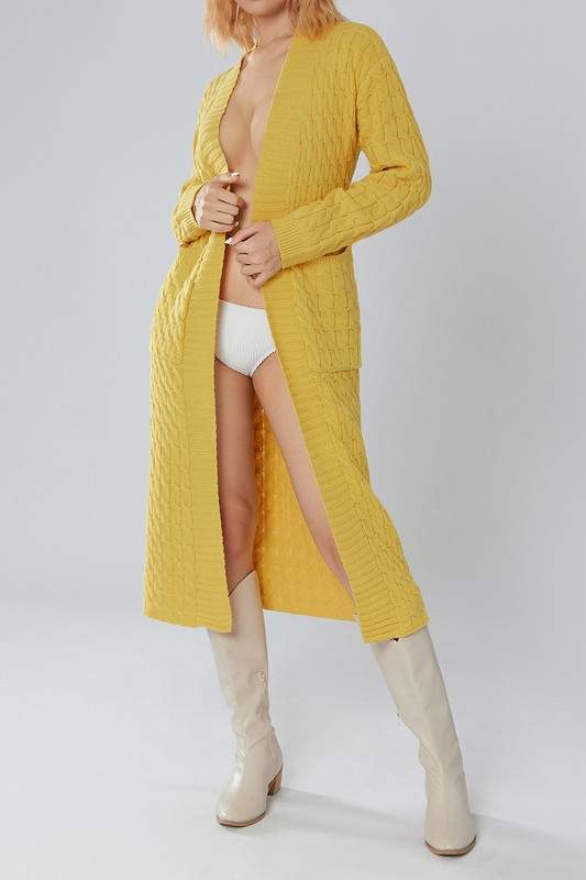 CABLE KNIT MAXI CARDIGAN WITH BELT