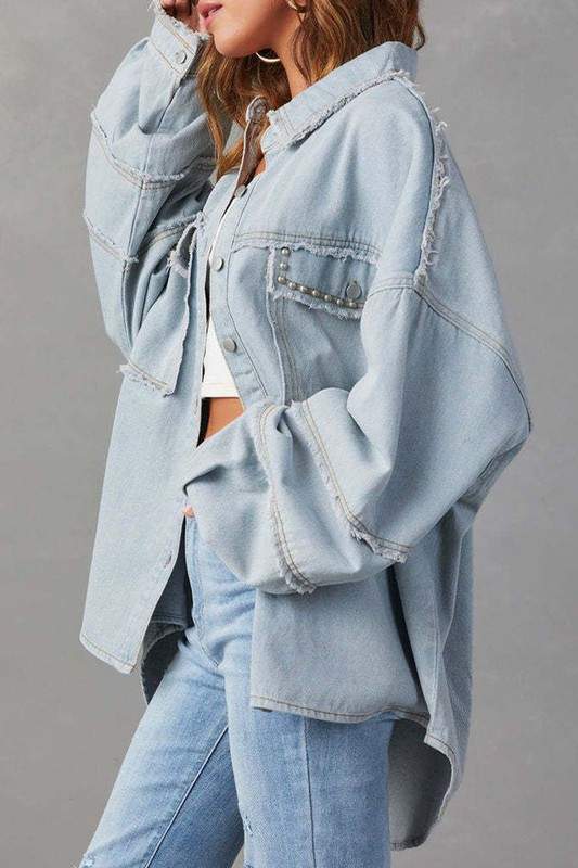 STUDDED DENIM COAT