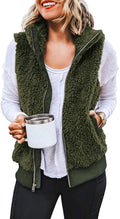 ZIPPER POCKET WARM FURRY VEST COAT FOR WOMEN