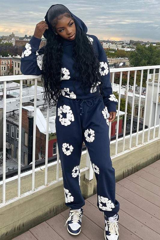 FLORAL HOODIE TRACKSUIT SET