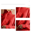  SWEATER LOOSE TURTLENECK WARM SWEATER SOLID COLOR KNITTED PULLOVER TOP