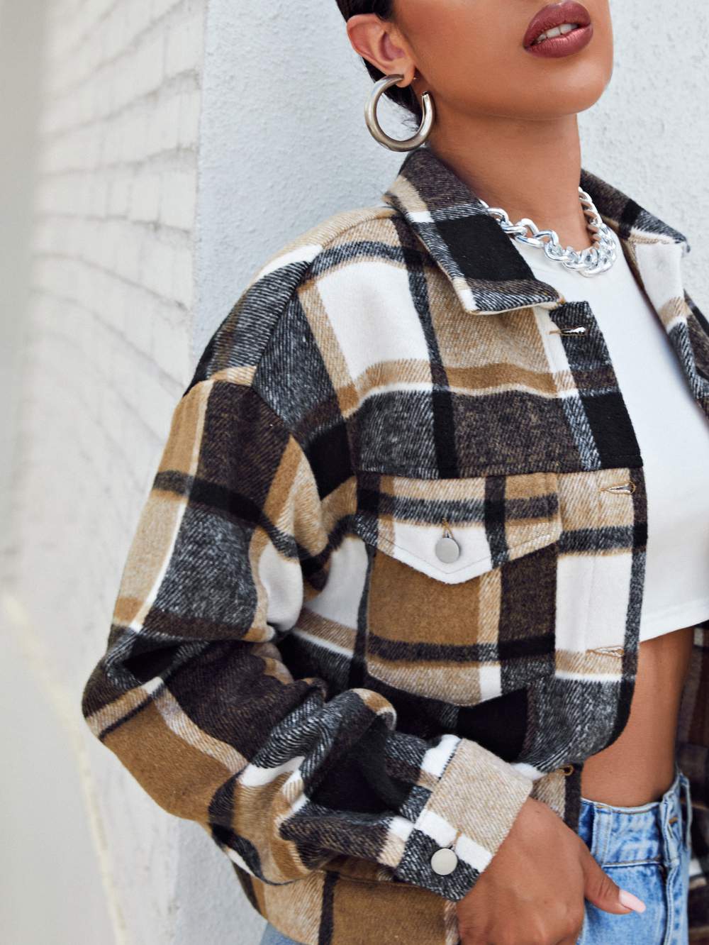 PLAID PATCH POCKET SHACKET