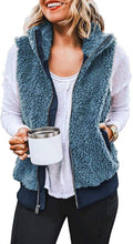 ZIPPER POCKET WARM FURRY VEST COAT FOR WOMEN