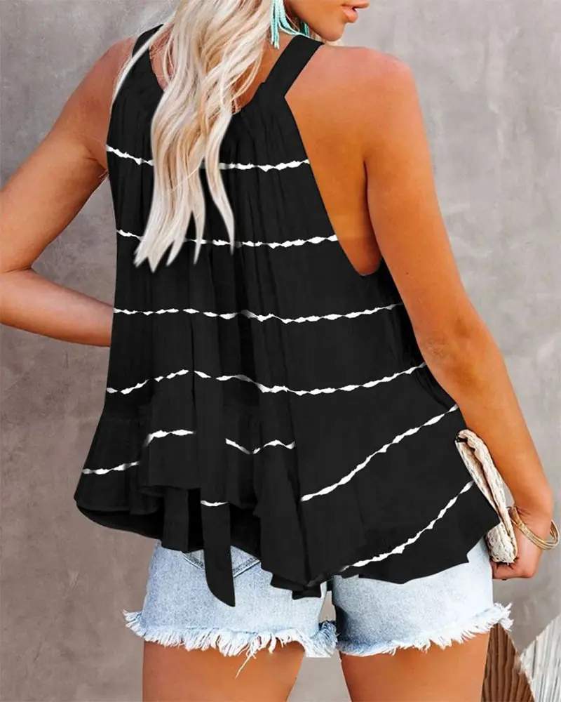 ALLOVER PRINT SLEEVELESS RUCHED TOP - Missyess