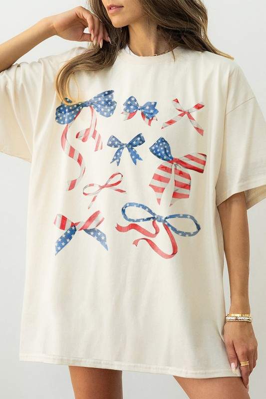 AMERICAN FLAG COQUETTE BOW TEE - Missyess