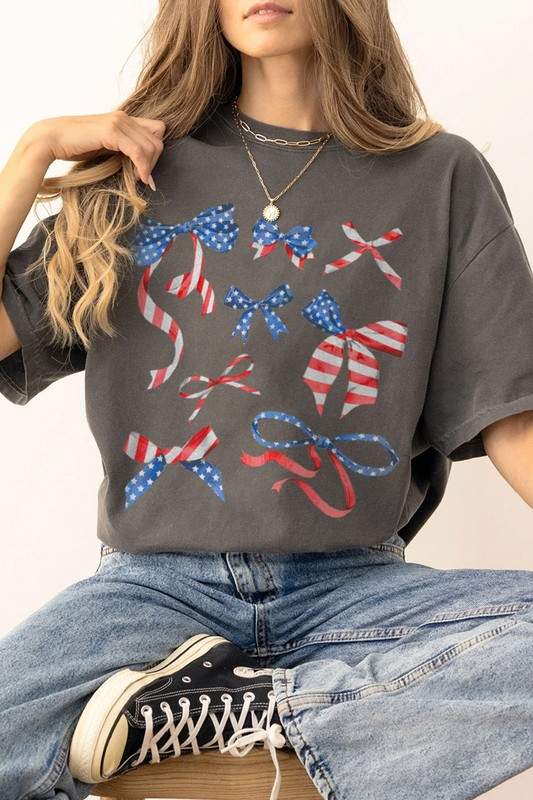 AMERICAN FLAG COQUETTE BOW TEE - Missyess