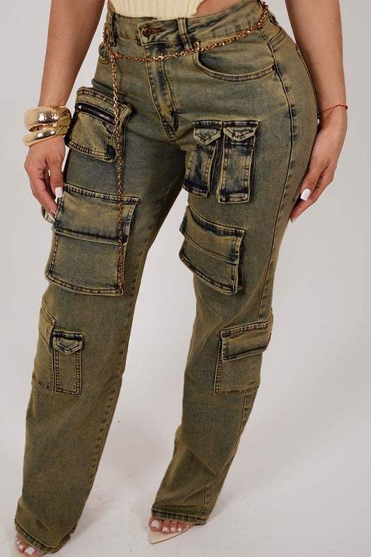 CARGO STYLE STRETCH JEANS