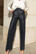 HIGH WAISTED FAUX LEATHER TROUSERS