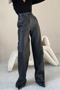 HIGH WAISTED FAUX LEATHER TROUSERS