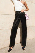 HIGH WAISTED FAUX LEATHER TROUSERS