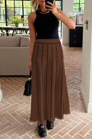 SOLID KNITTED LONG SKIRT