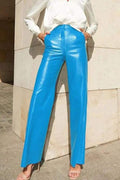 HIGH WAISTED FAUX LEATHER TROUSERS