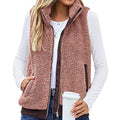 ZIPPER POCKET WARM FURRY VEST COAT FOR WOMEN