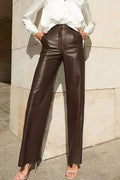 HIGH WAISTED FAUX LEATHER TROUSERS