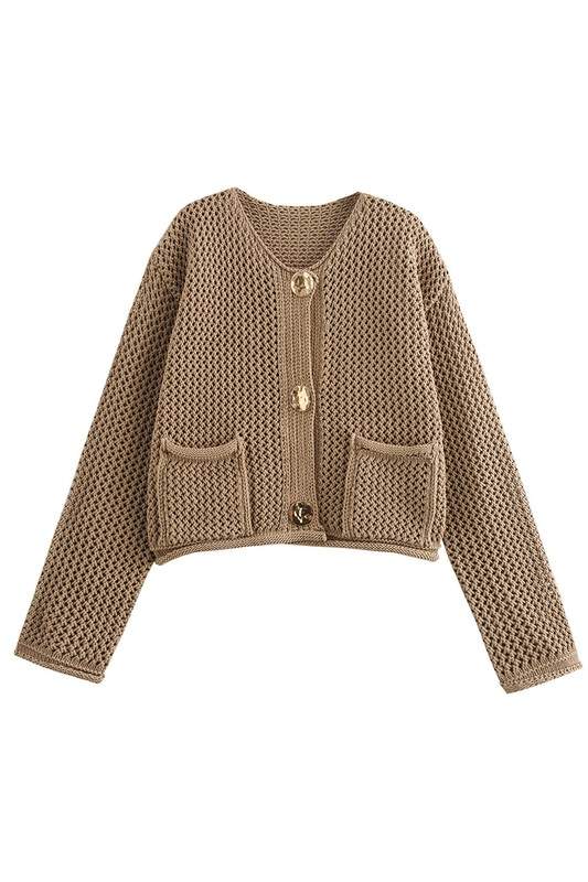 CHUNKY KNIT CARDIGAN WITH STATEMENT BUTTONS