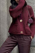 CHUNKY KNIT CARDIGAN WITH STATEMENT BUTTONS