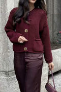 CHUNKY KNIT CARDIGAN WITH STATEMENT BUTTONS