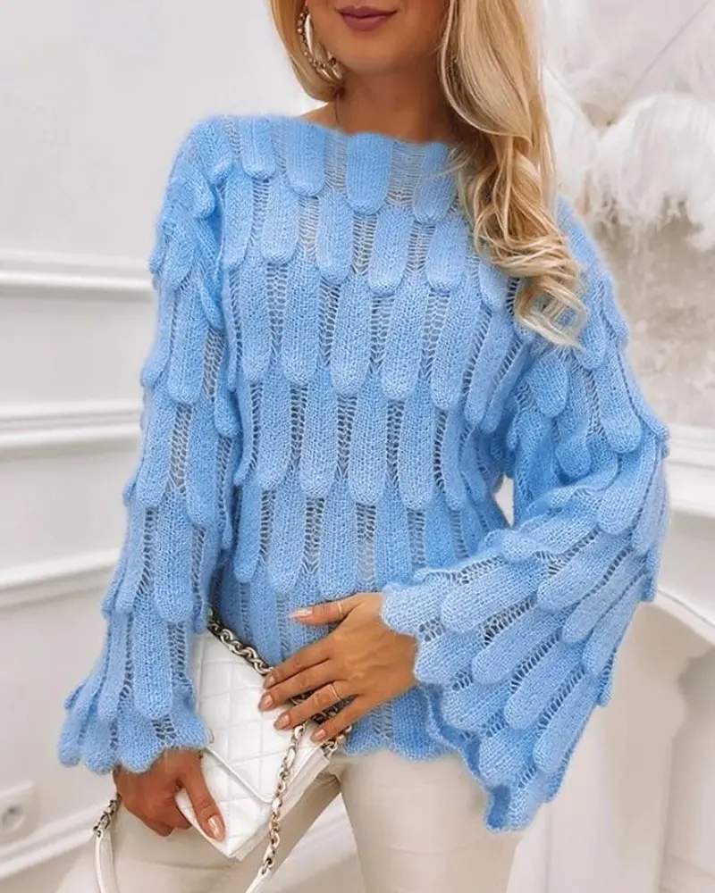 BOAT NECK BELL SLEEVE SWEATER