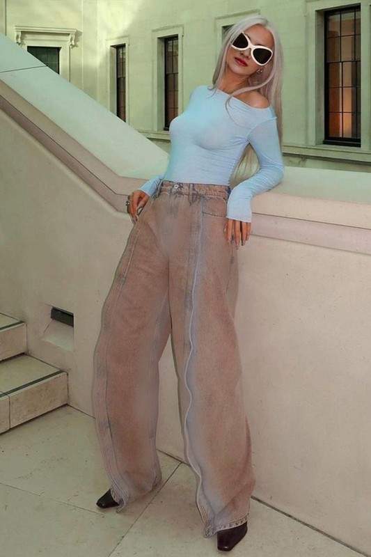 WIDE LEG DENIM PANTS