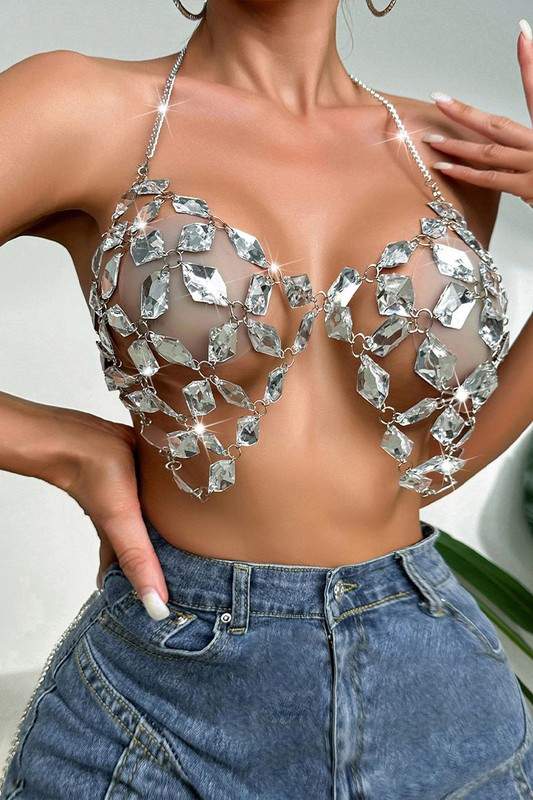 RHINESTONES BODY CHAIN TOP