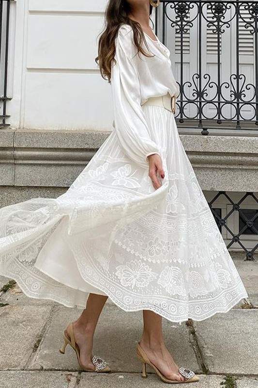 MESH LAYERED LACE SKIRT