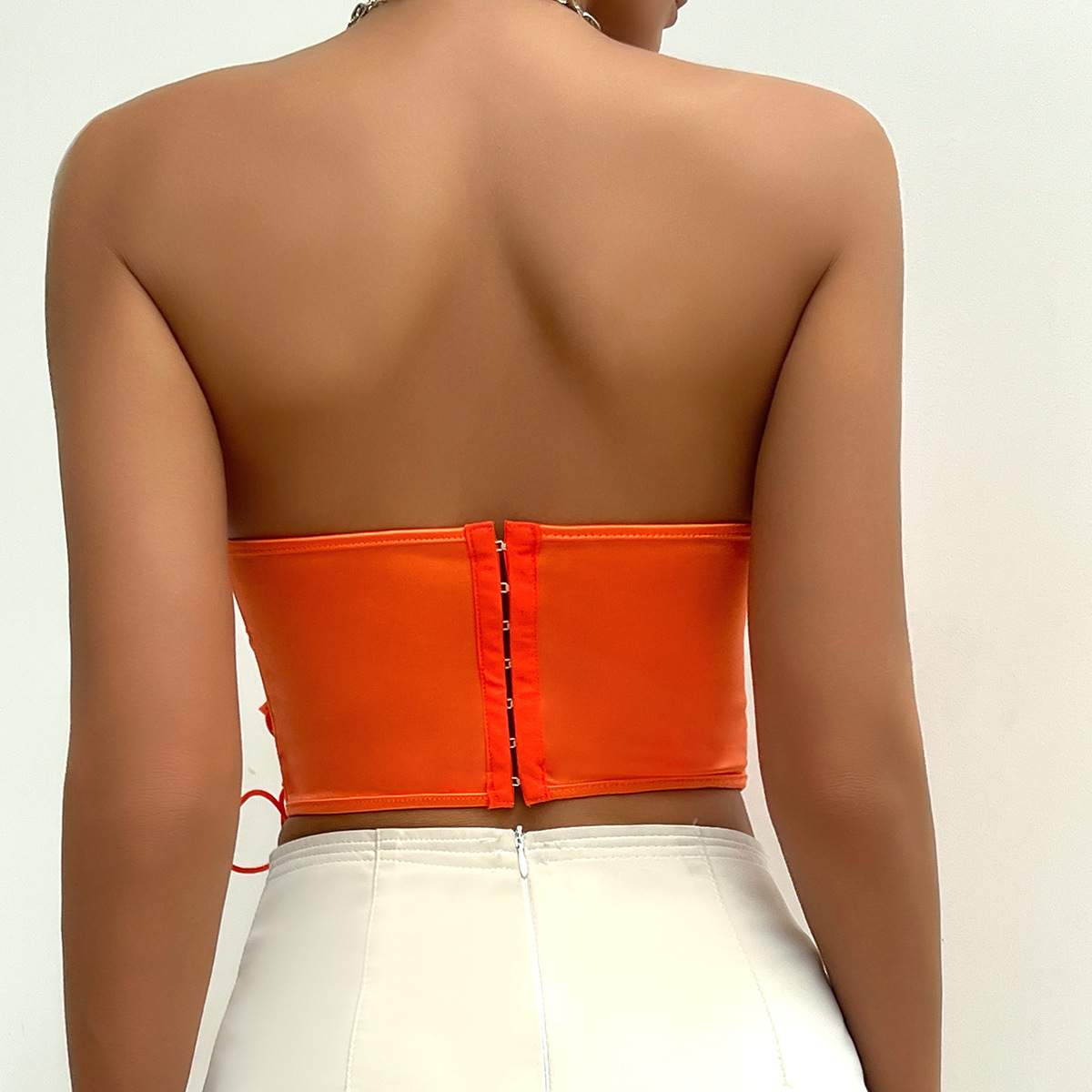  SEXY SPICE GIRL LACE UP  CHEST WRAP STREET BACKLESS FISHBONE WAIST 