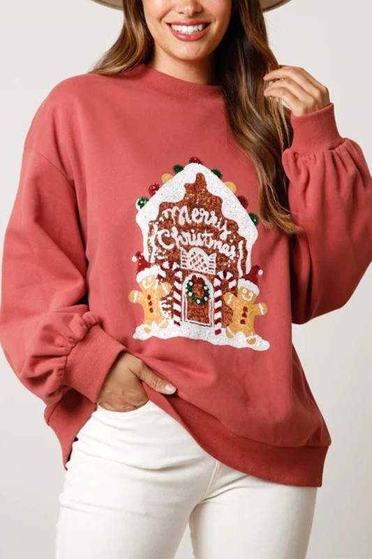 SEQUINS CHRISTMAS HOLIDAY SWEATSHIRT