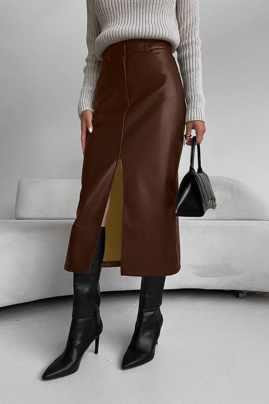 SLEEK SLIT MIDI SKIRT