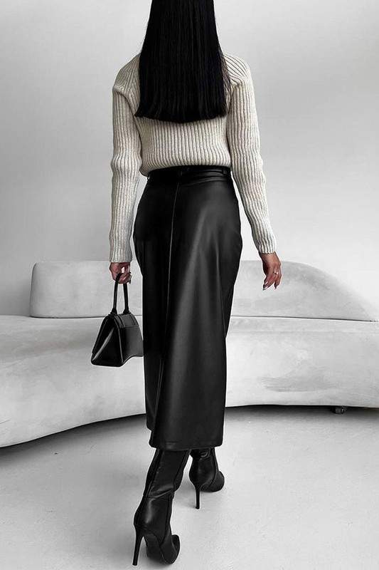 SLEEK SLIT MIDI SKIRT