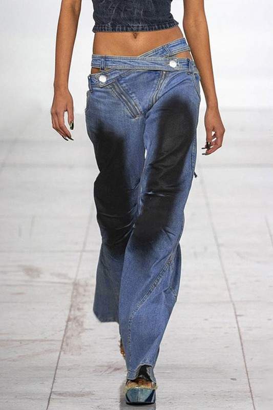 TWO TONE DENIM PANTS