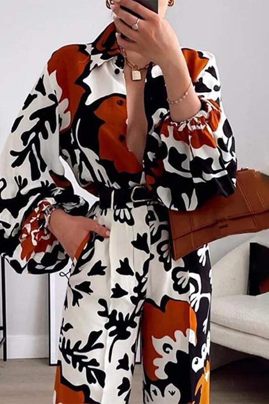 ABSTRACT PRINT WIDE LEG JUMPSUIT