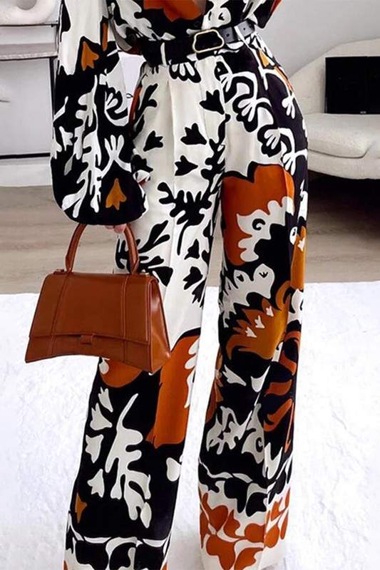 ABSTRACT PRINT WIDE LEG JUMPSUIT