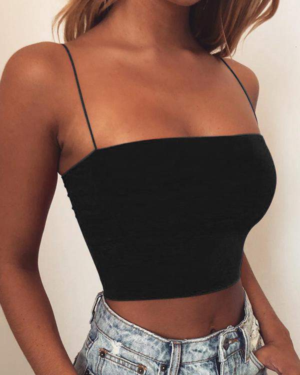 Solid Padding Crop Cami Top Bralette