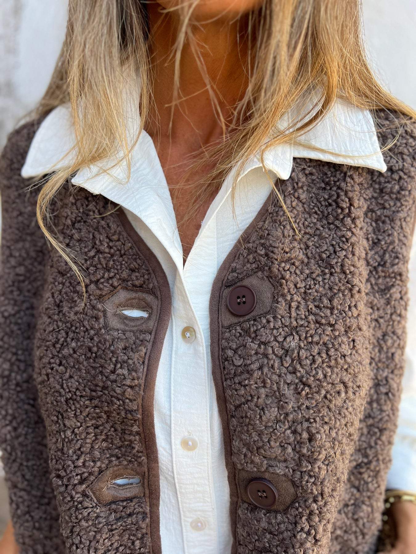 LAMB FLEECE BUTTON VEST JACKET VEST COAT