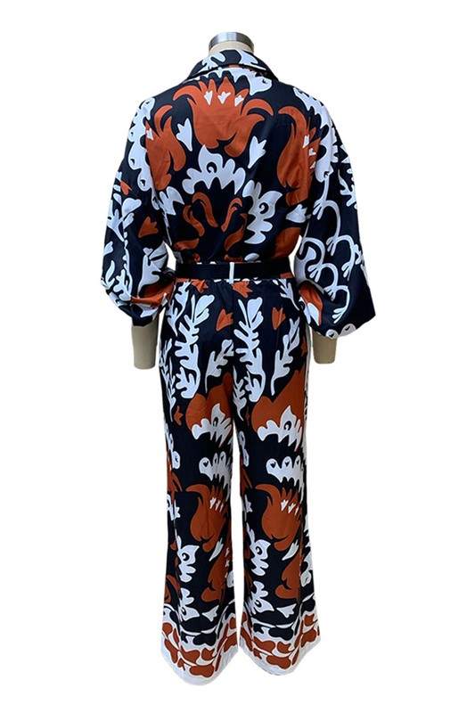 ABSTRACT PRINT WIDE LEG JUMPSUIT