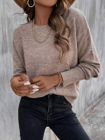 SOLID DROP SHOULDER SWEATER