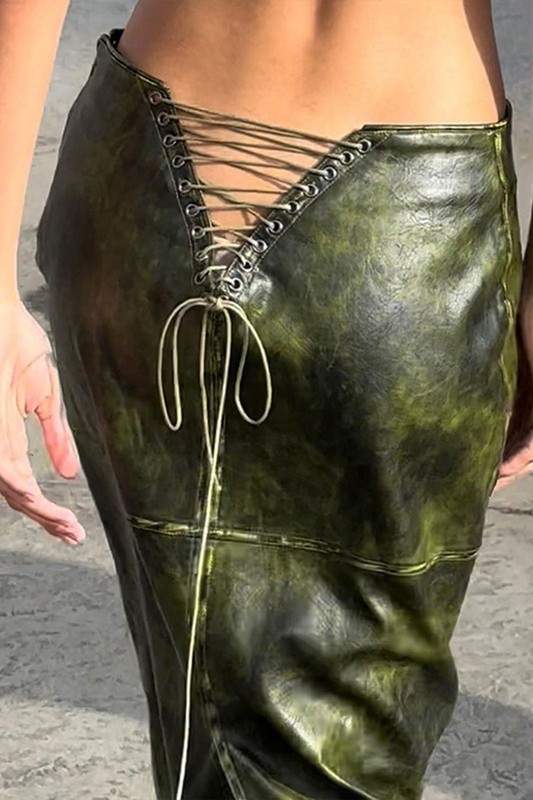 VEGAN LEATHER LONG SKIRT