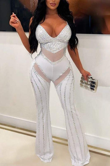 RHINESTONE BUSTIER AND BELL BOTTOM JUMPSUITS