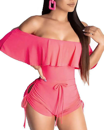 OFF SHOULDER ELASTIC BANDAGE TUBE ROMPER