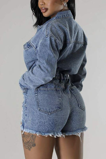 LONG SLEEVE DENIM ROMPERS