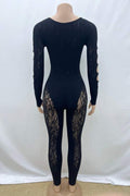 MESH KEYHOLES BODYCON JUMPSUITS