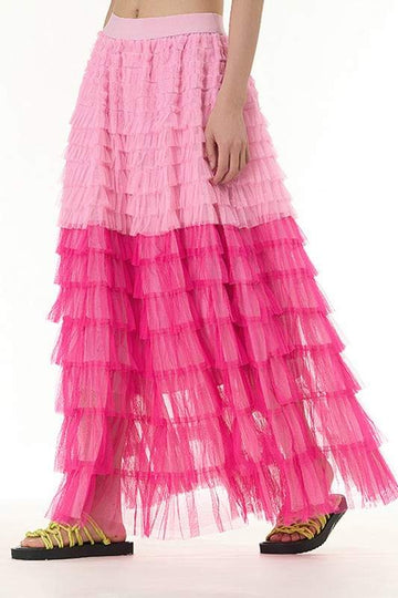 MULTICOLOR FRINGES MAXI SKIRT