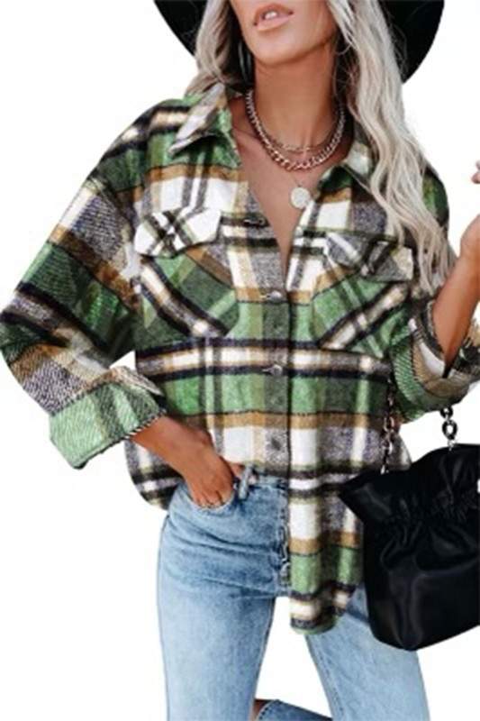 CASUAL LONG SLEEVE PLAID SHACKET